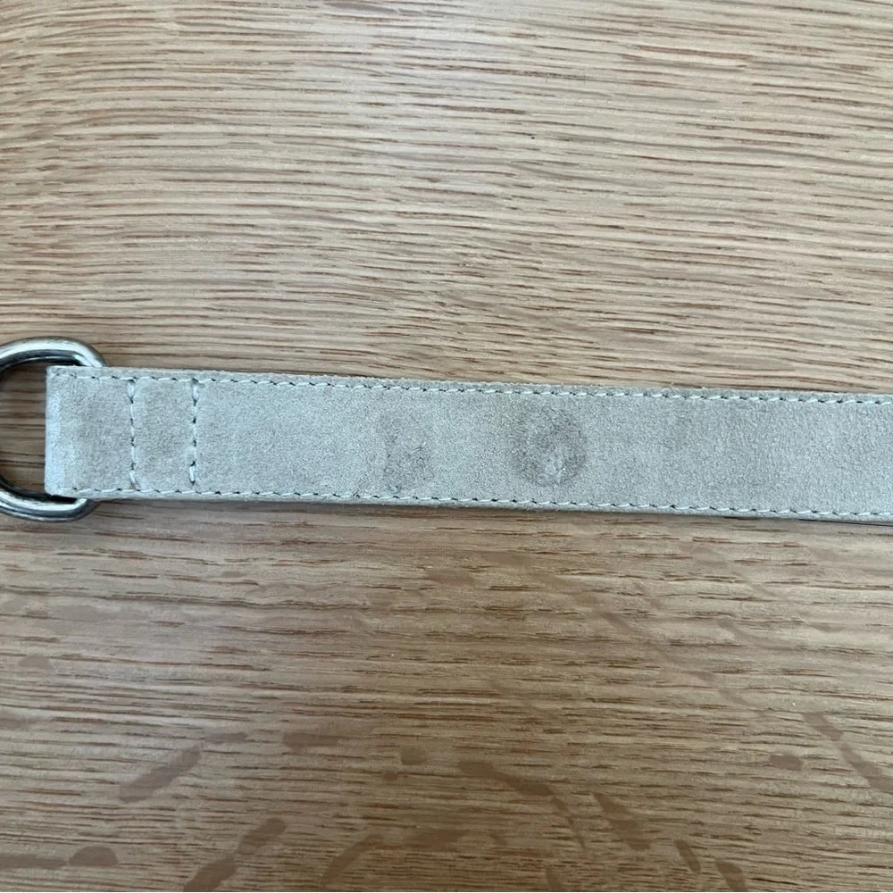 Dries Van Noten Gray Suede Belt With Silver Loop D Ring Closure Size Medium